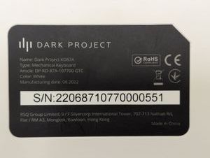 Б/у Клавиатура Dark Project kd87a 01-200805135