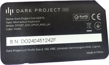 Б/в Клавіатура Dark Project kd87a 01-200999992