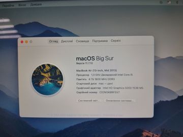 Б/в Ноутбук Apple macbook air a1466/ 13,3"/ core i5 1.3ghz/ram4gb/ssd256gb/intel hd graphics 5000 01-200871968