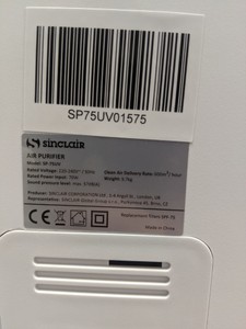 Б/в Очищувач повітря Sinclair sp-75uv 01-200955296