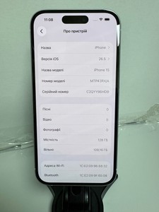 Б/в Мобільний телефон Apple iphone 15 128gb 01-200990026