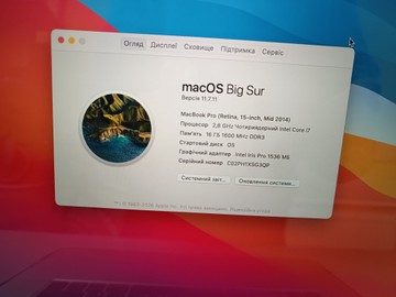 Б/в Ноутбук Apple macbook pro a1398 15,4" core i7 2,8ghz/ram16gb/ssd512gb/intel iris pro 01-201154926