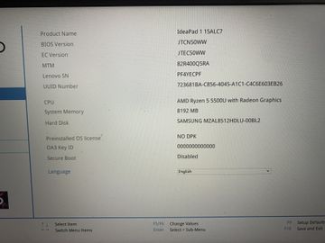 Б/у Ноутбук Lenovo 15/ryzen 5 5500u ddr4/8gb ddr4/hdd *відсутній/ssd 512 gb/*інтегрована 01-200835386