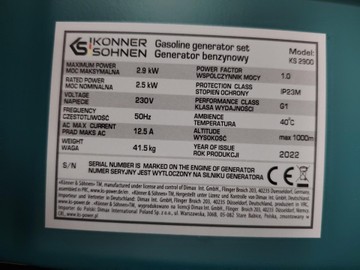Б/в Генератор Konner&Sohnen ks 2900 01-201036119