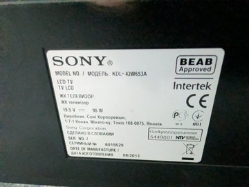 Б/в Телевізор Sony kdl-42w653a 01-201075874