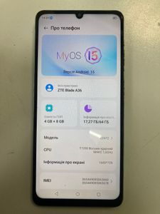 Б/в Мобільний телефон Zte blade a36 4/64gb 01-200808298
