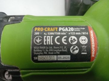 Б/в Кутова шліфмашина Procraft pga-20 2 акб 01-200831351