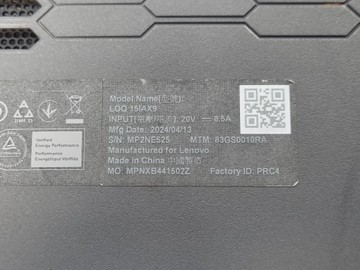 Б/в Ноутбук Lenovo 15/core i5-12450hx ddr5/16gb ddr4/hdd *відсутній/ssd 512 gb/geforce rtx3050 4gb 01-200973315