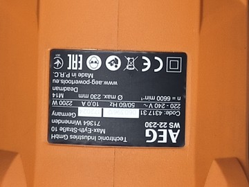 Б/в Кутова шліфмашина Aeg ws 22-230 e 01-201032131