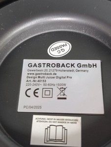 Б/у Соковыжималка Gastroback design multi juicer digital pro 40153 01-201056043
