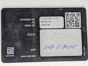 01-200784849: Rado 01.073.0502.3.115