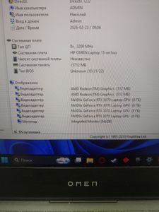 Б/в Ноутбук Hp 15/ryzen 7 4800h ddr4/16gb ddr4/hdd *відсутній/ssd 2000 gb/geforce rtx3070 8gb 01-200880873