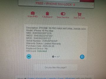 Б/в Мобільний телефон Apple iphone 16 pro max 256gb 01-200865220