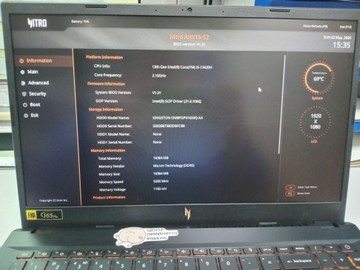 Б/в Ноутбук Acer 15/core i5-13420h ddr5/16gb ddr5/hdd *відсутній/ssd 1000 gb/geforce rtx3050 6gb 01-200937968