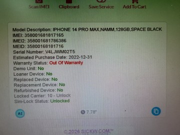 Б/в Мобільний телефон Apple iphone 14 pro max 128gb esim 01-201025344