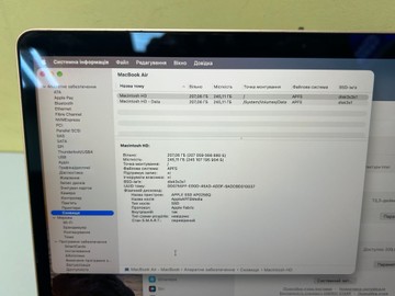 Б/в Ноутбук Apple makbook air 13,3"/apple m1/ram8gb/ssd256gb/7core gpu 01-201144835