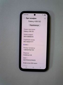 Б/в Мобільний телефон Samsung galaxy a36 5g 6/128gb 01-200873641