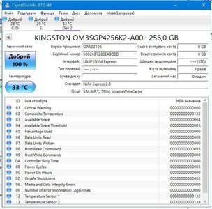 Б/в Ssd накопичувач Kingston m.2 2230 256gb 01-200995575
