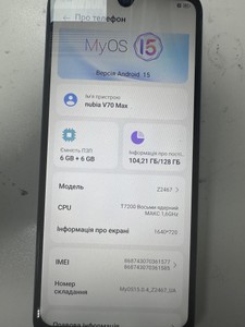 Б/в Мобільний телефон Zte nubia v70 max 6/128gb 01-200999066