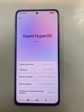 Б/в Мобільний телефон Xiaomi redmi note 14 4g 6/128gb 01-201126380