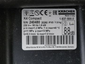 01-200788651: Karcher k 4 compact