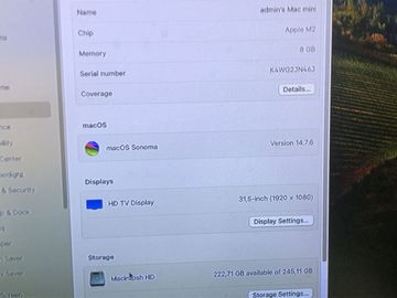 01-200538056: Apple mac mini a2686 mmfj3 m2/8core/ram 8gb/ssd256gb