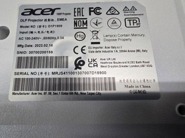 Б/в Проектор Acer x1527i 01-201137941