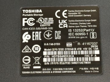 Б/в Жорсткий диск Toshiba canvio basics 2022 4 tb 01-201007359