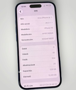 Б/в Мобільний телефон Apple iphone 16 128gb 01-200976761