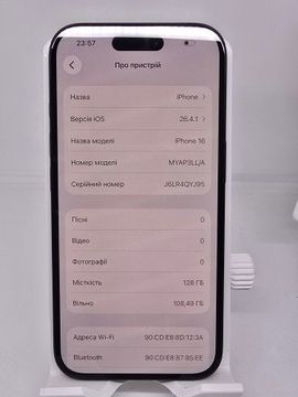 Б/у Мобільний телефон Apple iphone 16 128gb 01-200938192