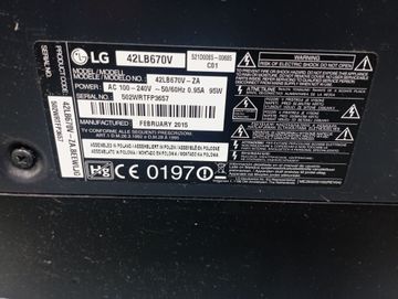 01-200795530: Lg 42lb670v