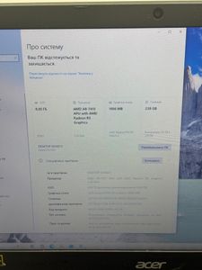 Б/в Ноутбук Acer 15/a8 7410 ddr3/8gb ddr3/hdd *відсутній/ssd 250 gb/*інтегрована 01-200809420