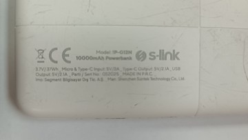Б/в Повербанк S-Link ip-g12n 10000mah 2.1a dual usb 01-201177448