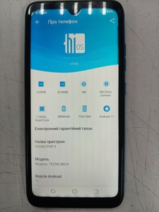 Б/в Мобільний телефон Tecno pop 5 2/32gb 01-200927270