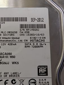 Б/в Hdd внутрішній Hitachi hds721050dle630 (500gb) 01-200909006