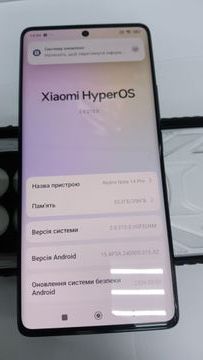 Б/в Мобільний телефон Xiaomi redmi note 14 pro 5g 12/256gb 01-200920910