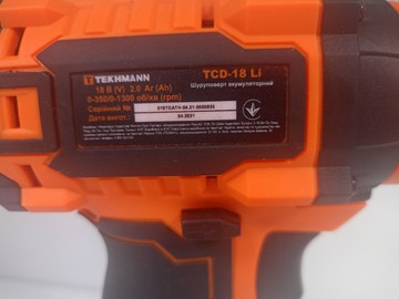Б/в Шурупокрут Tekhmann tcd-18 li 2.0 01-200963050