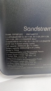 Б/в Повербанк Sandstrom s6p20pd21 20000mah 65w 01-200976796