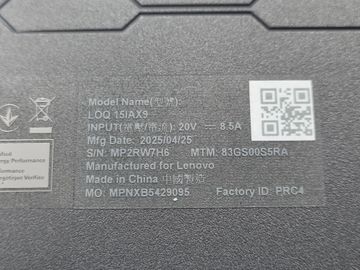 01-200619954: Lenovo loq 15iax9 /core i5-12450hx/ ram 24gb/ ssd 512gb/ geforce rtx4050 6gb