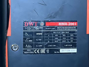 Б/в Зварювальний апарат Dwt mma-200 i 01-200802476