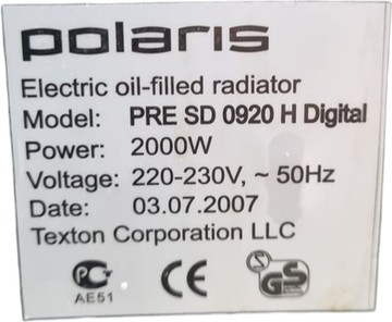 Б/в Обігрівач Polaris pre sd 0920 h digital 01-200890725