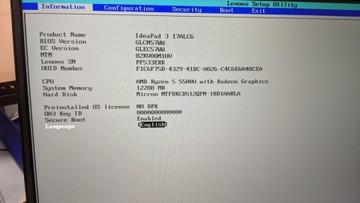Lenovo 18/ryzen 5 5500u ddr4/12gb ddr4/hdd *відсутній/ssd 512 gb/*інтегрована