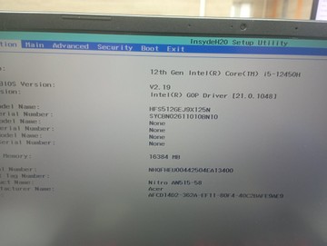 Б/в Ноутбук Acer 15/core i5-12450h ddr5/16gb ddr4/hdd *відсутній/ssd 512 gb/geforce rtx3050 4gb 01-200927957