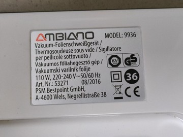 Б/в Вакууматор Ambiano 9936 01-201036278