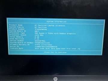 Б/в Ноутбук Hp 15/ryzen 5 7530u ddr4/8gb ddr4/hdd *відсутній/ssd 512 gb/*інтегрована 01-201037600