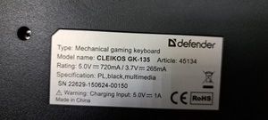 Б/в Клавіатура Defender gk-135 01-200929991