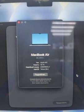 Б/в Ноутбук Apple macbook air 13.6/ m2 / ram 16gb/ ssd 256gb/ gpu 8 core 01-200889094