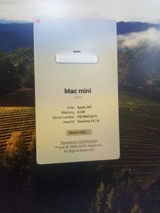 01-200603221: Apple mac mini a2686 mmfj3 m2/8core/ram 8gb/ssd256gb