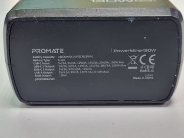 Б/в Повербанк Promate powermine 130w 38000mah 100w pd usb-c 24w pd usb-c 22.5w qc3.0 usb-a total 130w 01-200880930