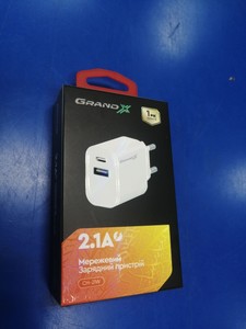 Б/в Мережевий зарядний пристрій Grand-X ch-21w usb-a+type-c 01-201022582